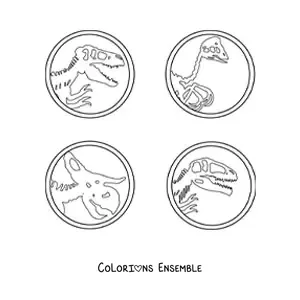 Image à colorier de fossiles de dinosaures
