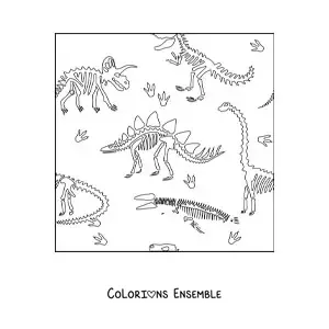 Image à colorier d’os de dinosaures