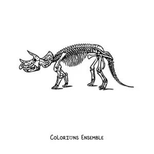 Image à colorier d’un squelette de tricératops