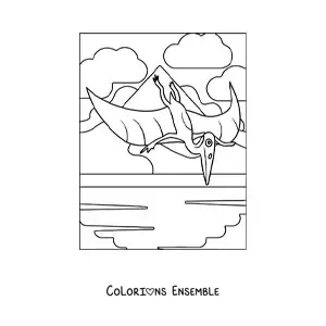 Image à colorier d’un dinosaure volant tout simple