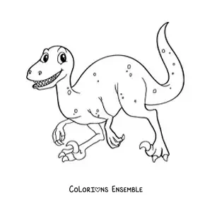 Image à colorier d’un vélociraptor rigolo
