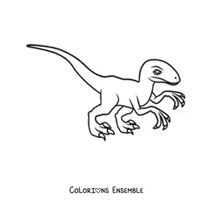 Image à colorier facile d’un vélociraptor