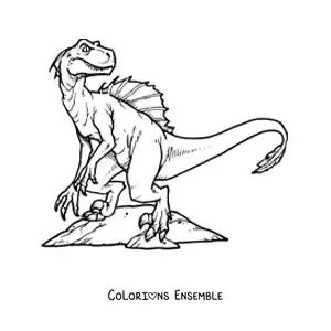Image à colorier d’un vélociraptor effrayant