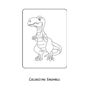 Image à colorier d’un grand vélociraptor rigolo