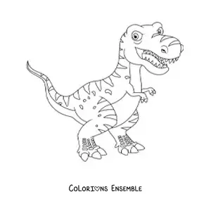 Image à colorier d’un grand dinosaure carnivore rigolo