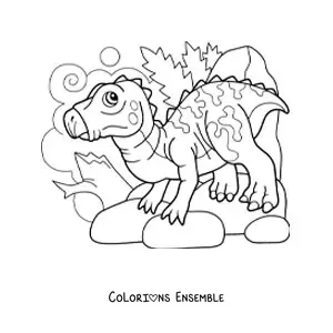 Image à colorier d’un bébé dinosaure carnivore bipède