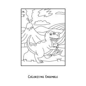 Image à colorier d’un dinosaure carnivore terrestre rigolo