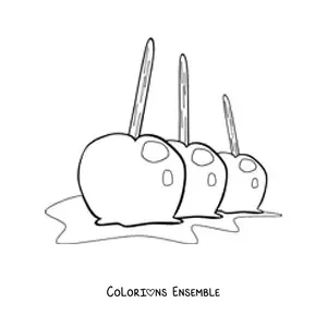 Image à colorier de trois pommes d’amour