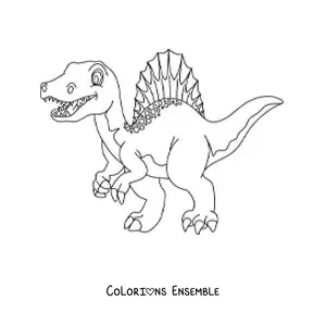 Image à colorier d’un grand dinosaure carnivore rigolo