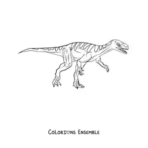 Image à colorier d’un dinosaure carnivore réaliste en train de courir