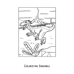 Image à colorier d’un petit dinosaure carnivore dangereux