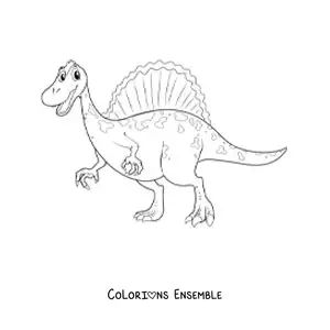 Image à colorier d’un dinosaure carnivore rigolo qui sourit