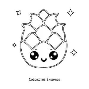 Image à colorier d’un grand fruit du dragon kawaii