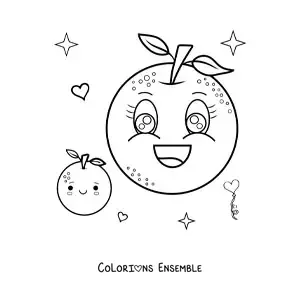 Image à colorier de grandes oranges kawaii