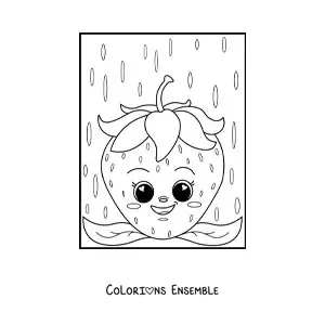 Image à colorier d’une fraise kawaii rigolote