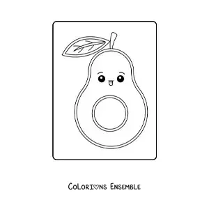 Image à colorier facile d’un avocat kawaii