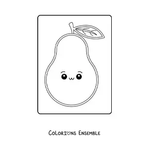 Image à colorier facile d’une poire kawaii