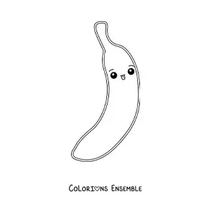 Image à colorier facile d’une banane kawaii