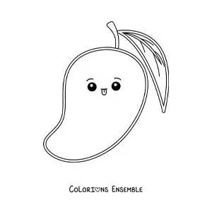 Image à colorier facile d’une mangue kawaii