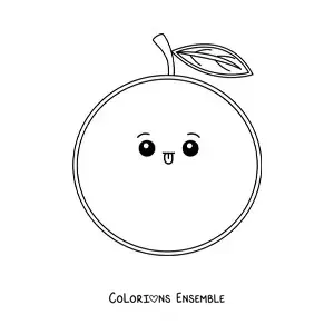 Image à colorier facile d’une orange kawaii