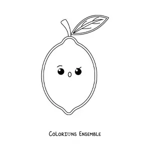 Image à colorier facile d’un citron kawaii