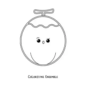 Image à colorier facile d’une noix de coco kawaii
