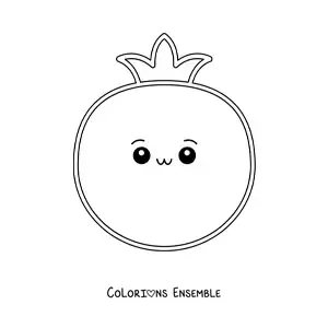 Image à colorier facile d’une tomate kawaii