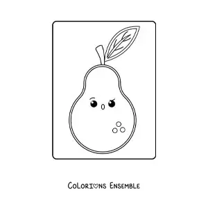 Image à colorier d'une poire kawaii facile