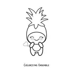 Image à colorier d'un déguisement d'ananas