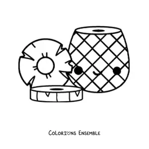 Image à colorier d'une tranche d'ananas kawaii
