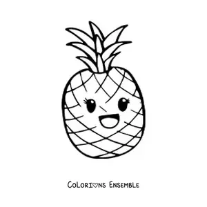 Image à colorier d'un ananas kawaii