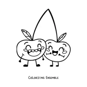 Image à colorier de cerises animées