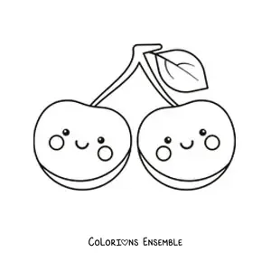 Image à colorier de jolies cerises