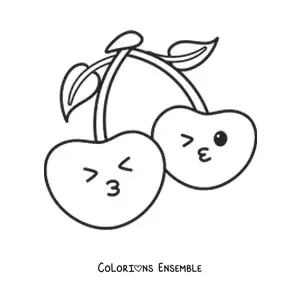Image à colorier de cerises adorables