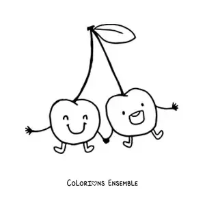 Image à colorier de cerises toutes tendres