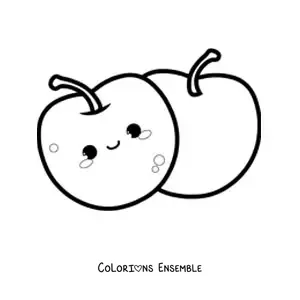 Image à colorier de cerises kawaii