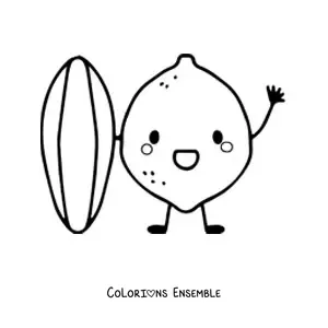Image à colorier d'un joli citron animé