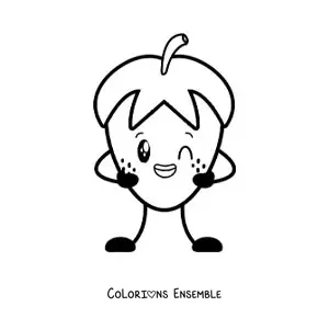Image à colorier d'une jolie fraise animée
