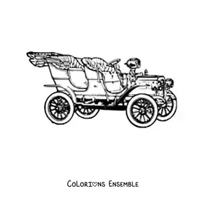 Image à colorier d’une voiture ancienne modèle T