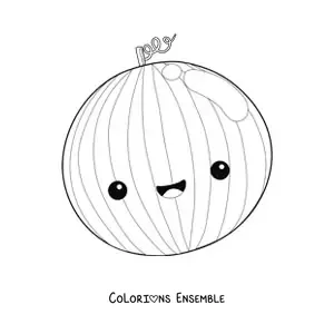 Image à colorier d'une jolie pastèque