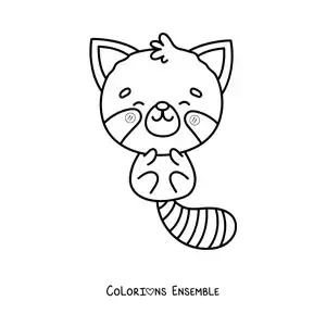 Image à colorier d'un grand panda roux kawaii
