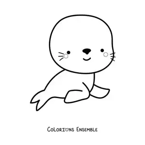Image à colorier d'un grand phoque kawaii