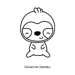 Image à colorier d'un grand paresseux kawaii
