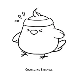 Image à colorier d'un poussin kawaii sportif