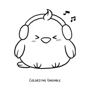 Image à colorier d'un poussin kawaii avec un casque
