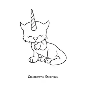 Image à colorier d'un chat licorne