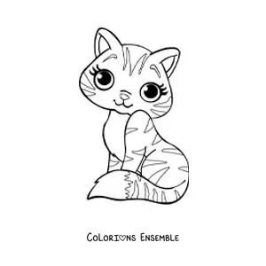Coloriage d'un chat façon dessin animé