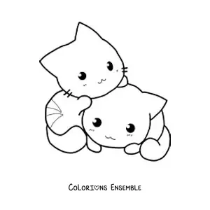 Coloriage de chats kawaii