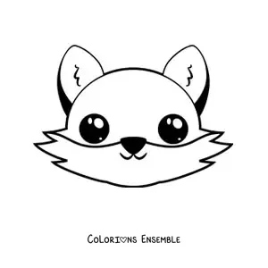Coloriage d'un visage de renard kawaii