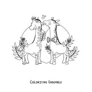 Coloriage d'un couple de girafes